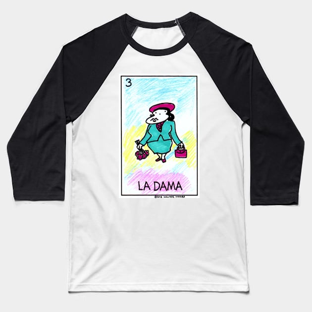 Loteria Apes #3: La Dama Baseball T-Shirt by WalterMoore